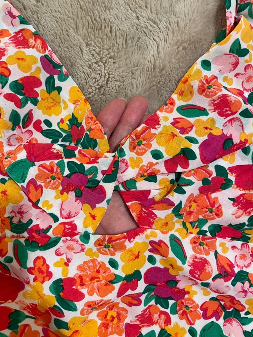 Lulu's Floral Tie-Shoulder Crop Top with Cutout - Picture 5 of 5